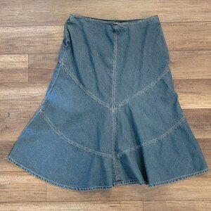 EUC Simon Chang Fit And Flair Boho Denim Skirt (waist 19")